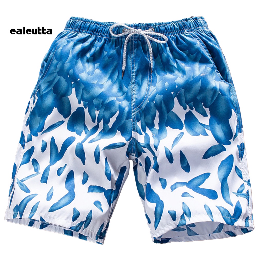 [calcutta] Quần Đùi Đi Biển Dáng Rộng Eo Co Giãn In Hình Lông Vũ Nhiều Màu Sắc Mùa Hè