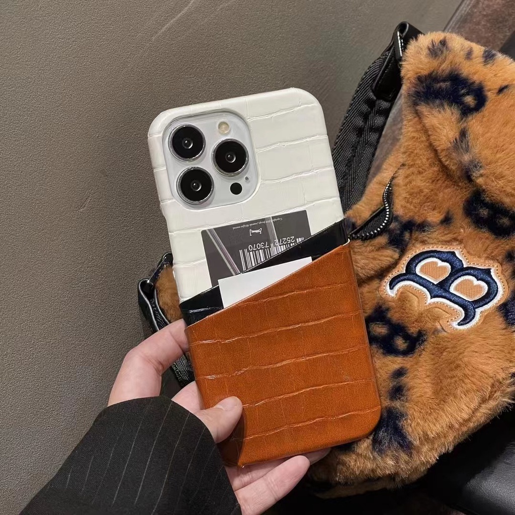 Ốp Điện Thoại Da Cá Sấu Có Ngăn Đựng Thẻ Cho iPhone14 14promax 14pro 13 13promax 13pro 12 12promax 12pro 11 11promax
