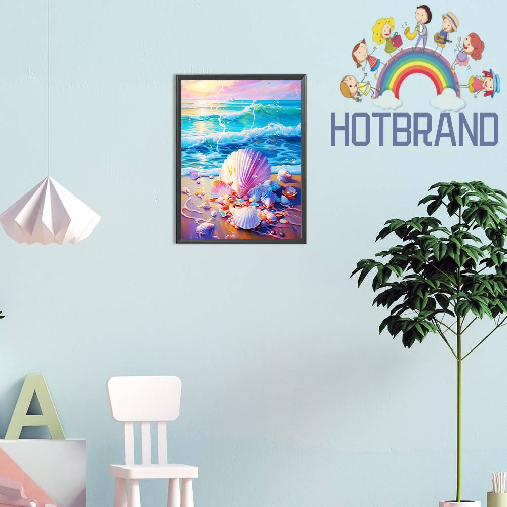 Bộ Tranh Đính Đá 5D Họa Tiết Vỏ Sò Độc Đáo DIY Dùng Trang Trí Nhà Cửa