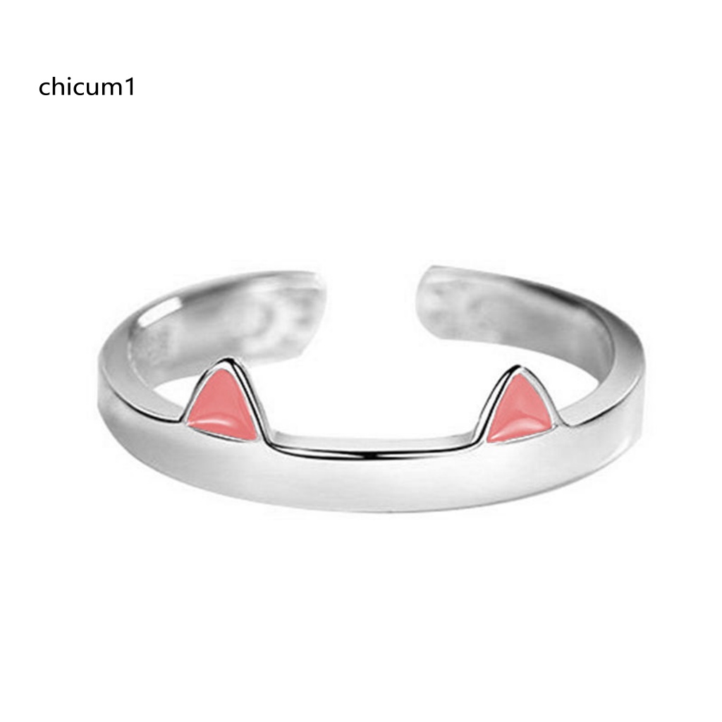 Nhẫn Cặp Mạ Bạc Hình Tai Mèo Dễ Điều Chỉnh