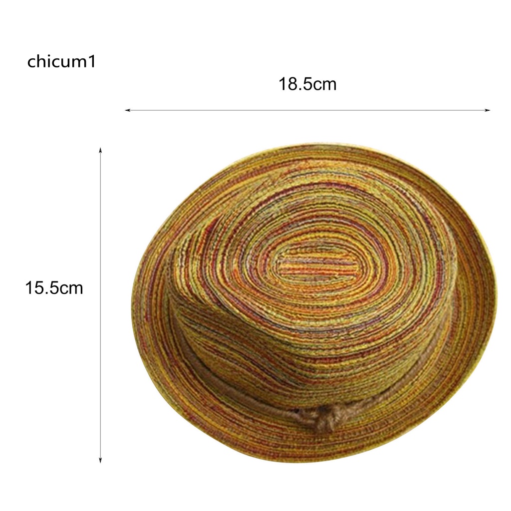 Mũ Cói Rộng Vành Kẻ Sọc Phong Cách Bohemian Cho Nữ