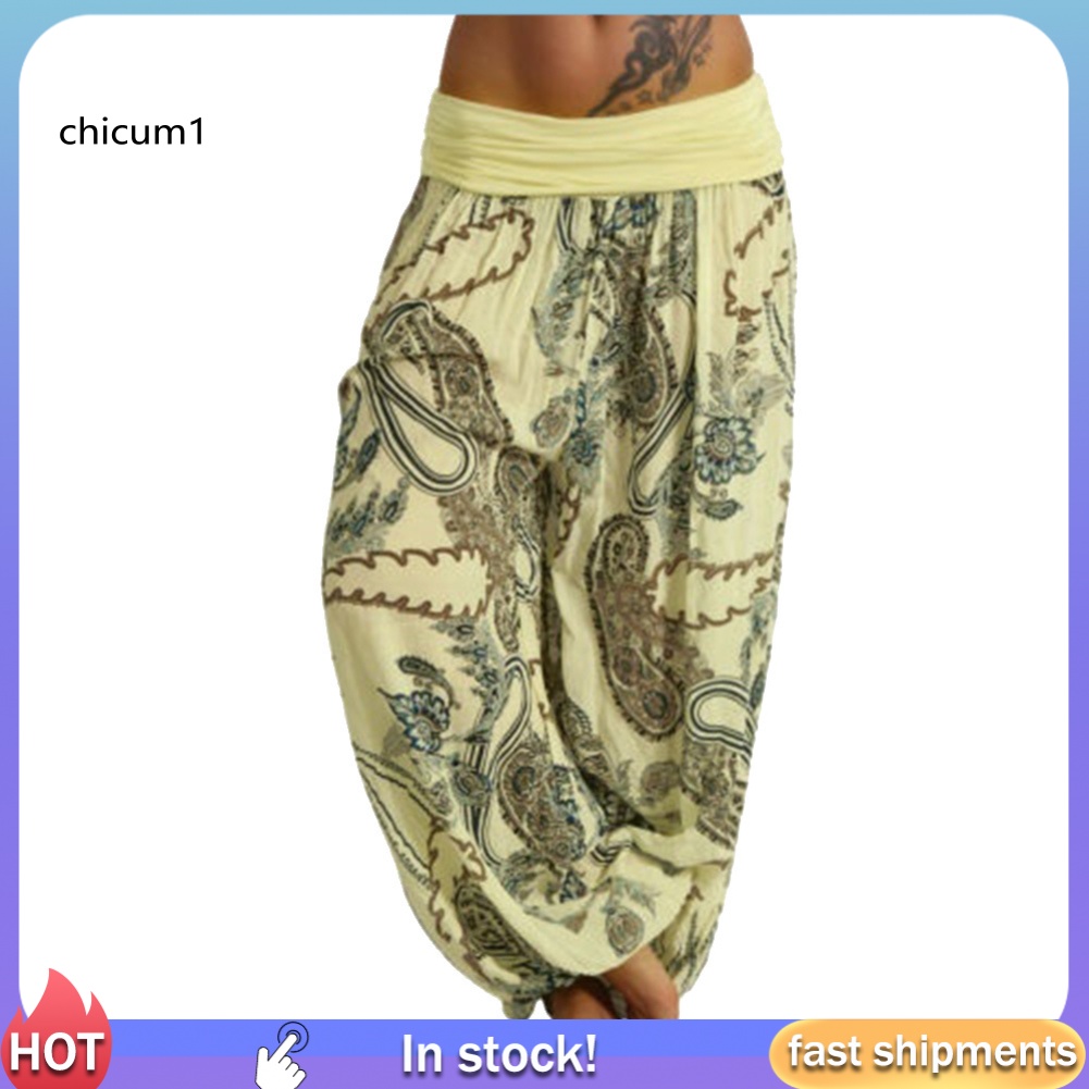 Quần Baggy Dài In Họa Tiết Thời Trang Boho Cho Nữ