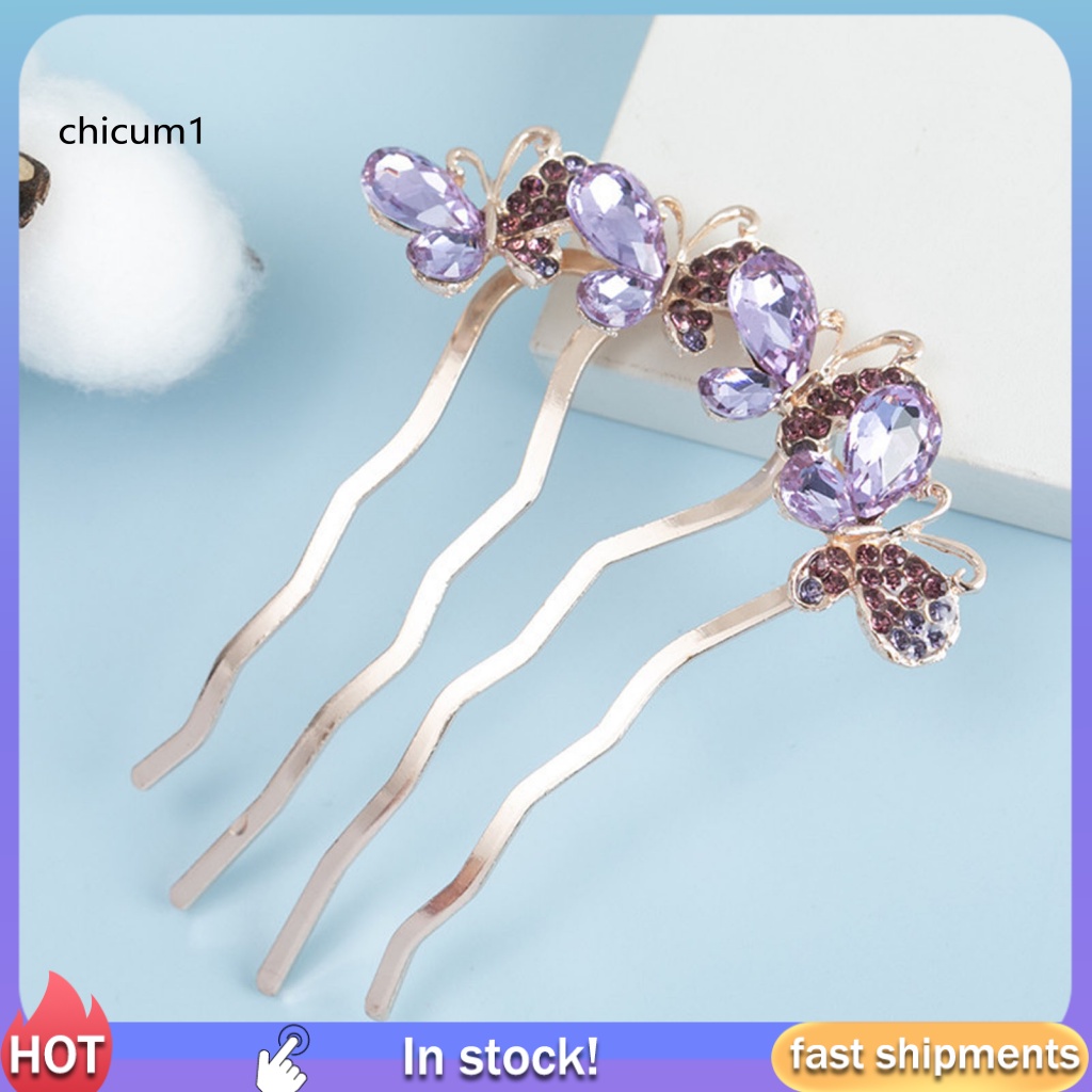 Lược Cài Tóc Hình Bướm Đính Đá Xinh Xắn