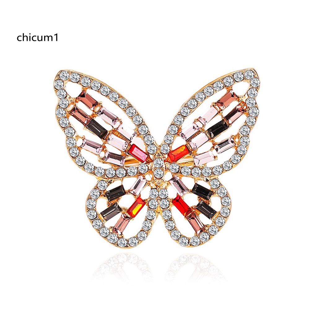 Nhẫn Dạng Mở Hình Bướm Rỗng Đính Đá Zircon Sang Trọng Cho Nữ