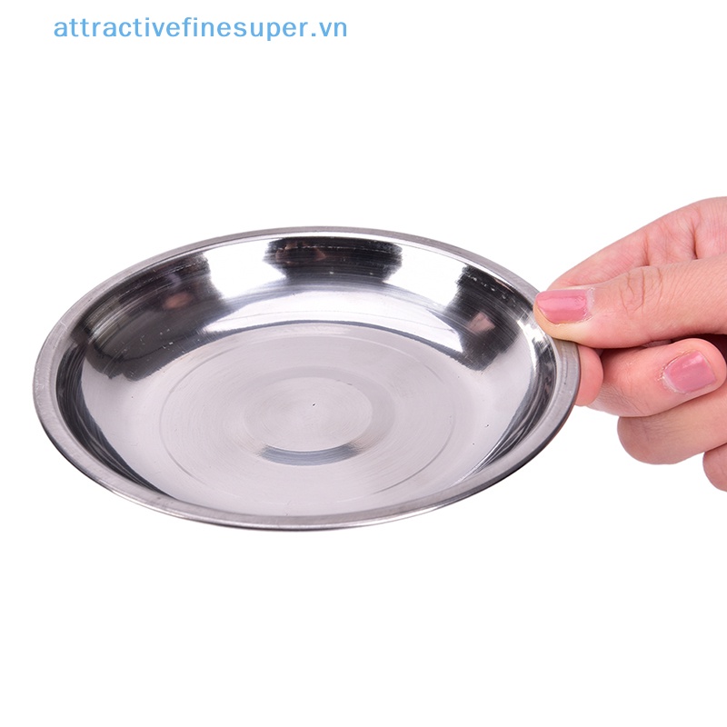 Đĩa Tròn Đựng Thức Ăn Đường Kính 14-26cm Bằng Thép Không Gỉ