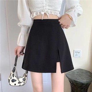 Chân Váy Đen Dáng Chữ A Lưng Cao Không Đều Chống Ánh Sáng Sành Điệu Cho Nữ