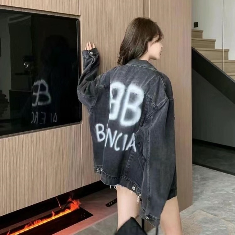 Áo Khoác Jean Họa Tiết Graffiti Vintage Thời Trang