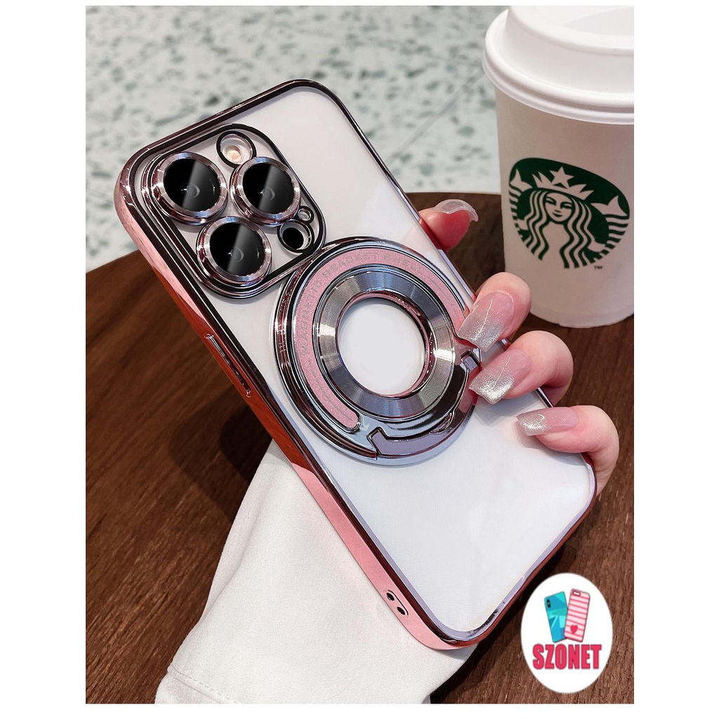 Ốp Điện Thoại Mềm Trong Suốt Chống Rơi Chống Sốc Có Giá Đỡ Từ Tính Cho iPhone 14 13 12 11 Pro Max 14 Plus