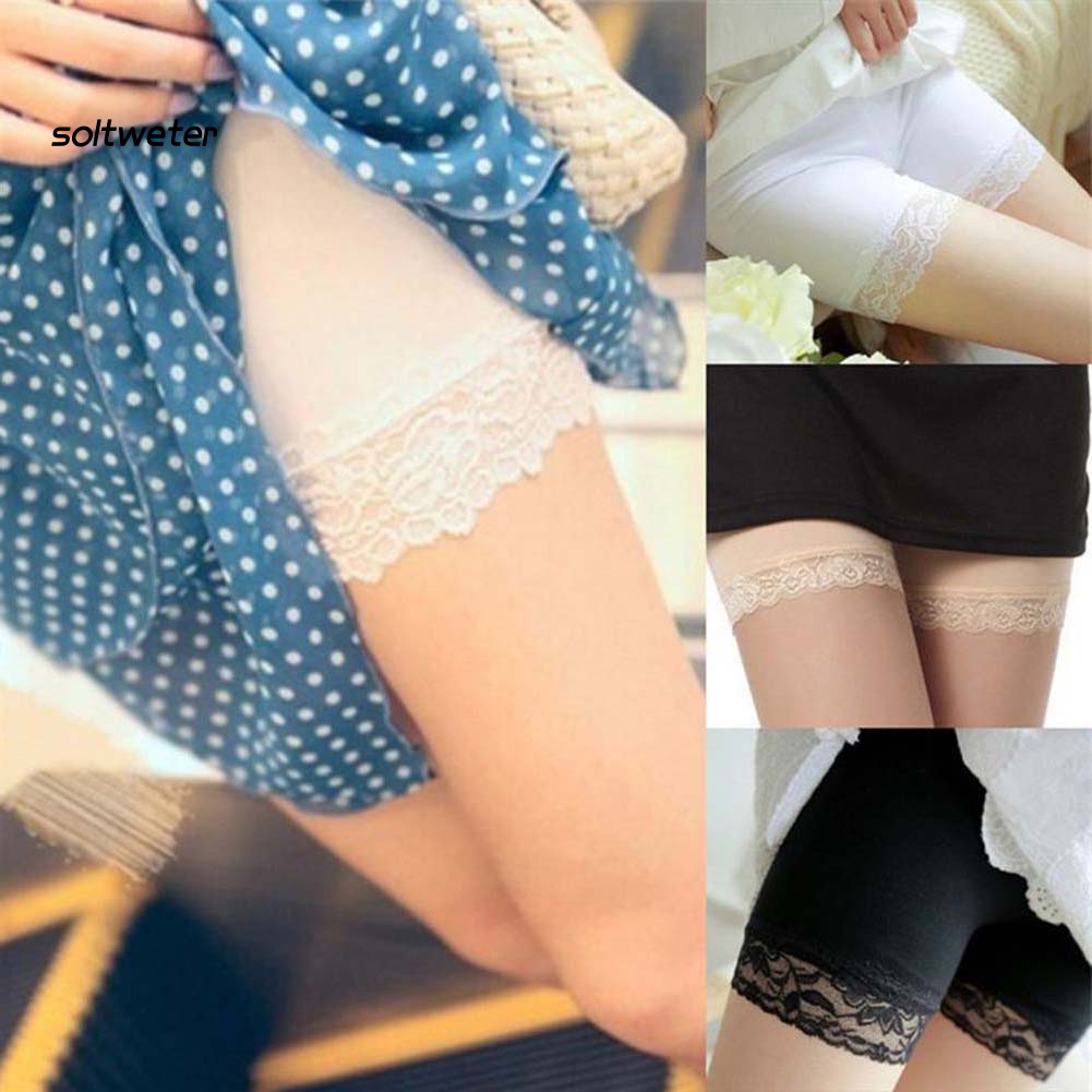 Quần Sooc Legging Màu Sắc Trơn Viền Ren Co Giãn Thoáng Khí An Toàn Cho Nữ