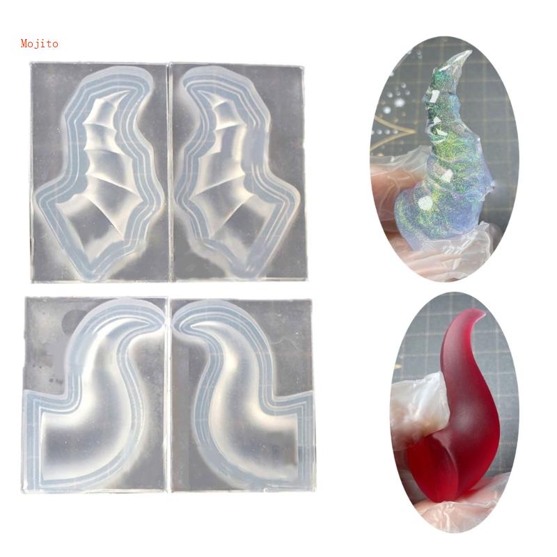 Set 2 Khuôn Silicone Làm Kẹp Tóc Hình Chiếc Sừng Độc Đáo