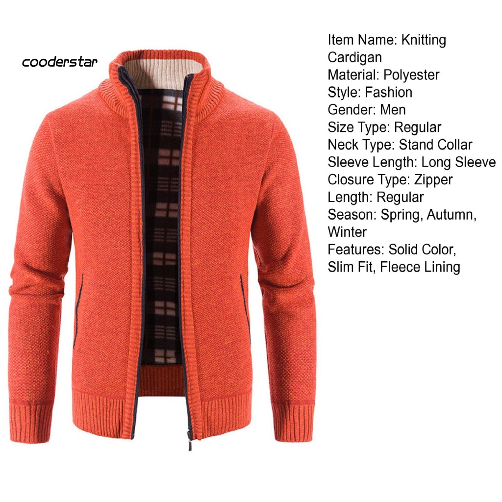 Áo Khoác Sweater Dệt Kim Tay Dài Màu Sắc Trơn Có Khóa Kéo Thời Trang Thu Đông Cho Nam