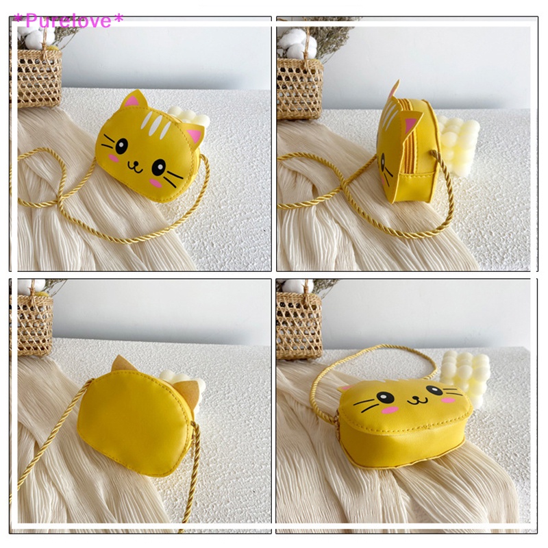 Túi Đeo Chéo Mini Có Khóa Kéo In Hình Mèo Dễ Thương Thời Trang Mùa Hè Cho Bé Trai Và Gái Mới