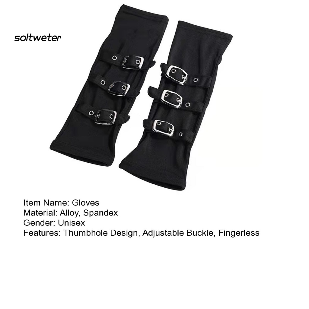 1 Đôi Găng Tay Hở Ngón Có Khóa Cài Có Thể Điều Chỉnh Phong Cách Hip Hop Đường Phố