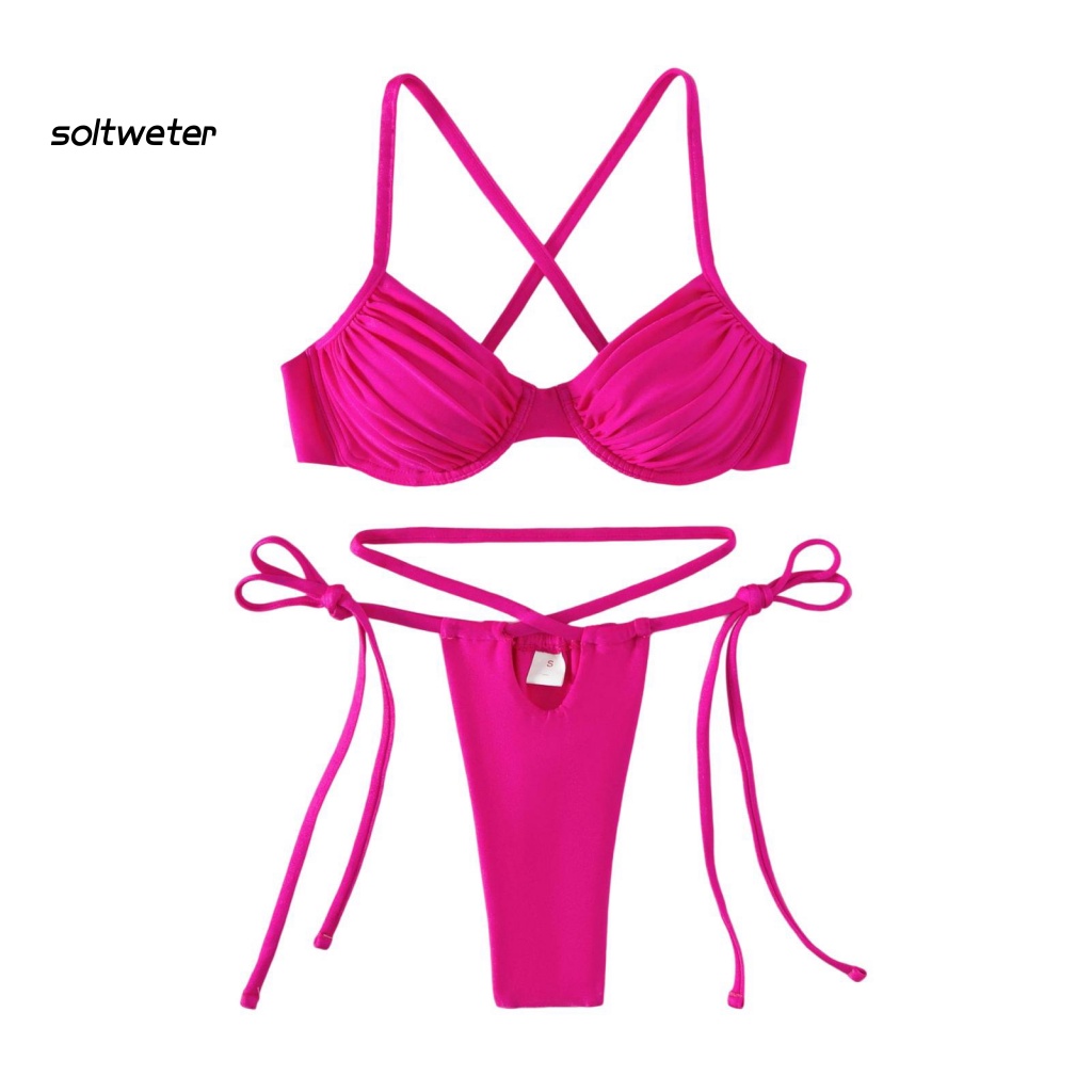 Bộ Bikini 2 Mảnh Hở Lưng Cổ Sâu Có Mút Đệm Quyến Rũ Dành Cho Nữ