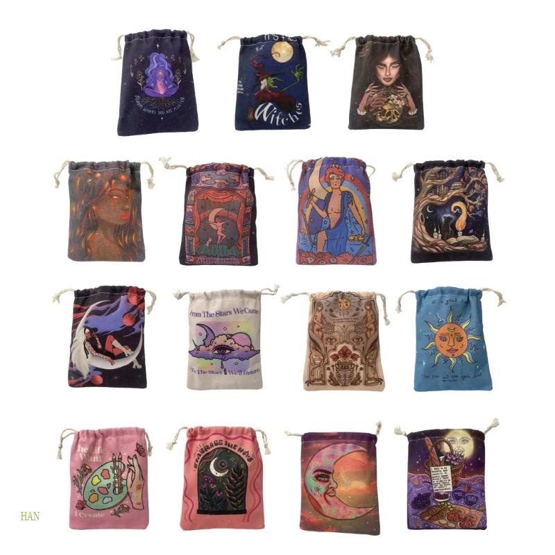 Túi Dây Rút Vải Canvas Đựng Thẻ Bài Tarot 15 Ngăn Tiện Dụng