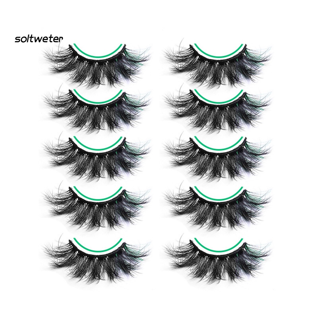 Bộ 5 Cặp Lông Mi Giả Cong Dày Tự Nhiên Màu Sắc Sống Động Dùng Hóa Trang