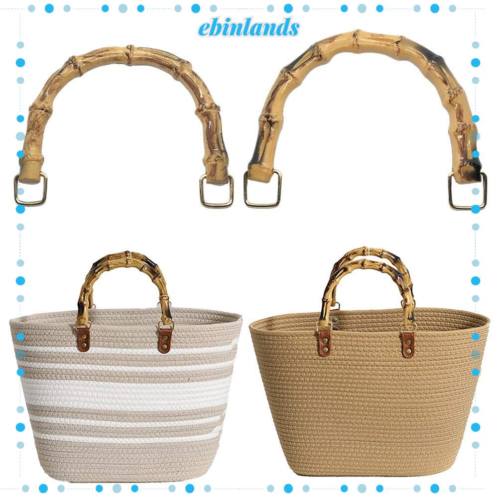 EBINLANDS Tay Cầm Túi Xách Bằng Tre Có Khóa Cài DIY