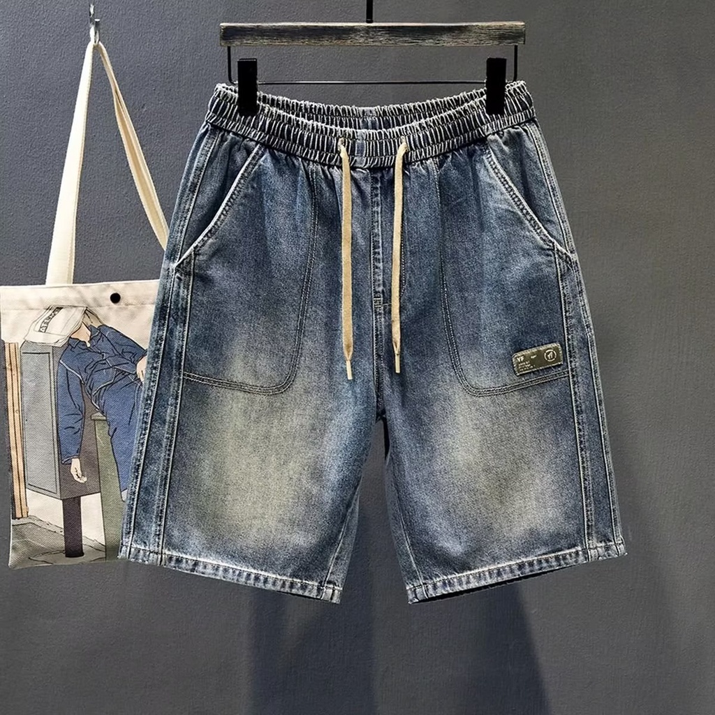 Quần Short Denim Dáng Rộng Kiểu Vintage Mỹ Cá Tính Cho Nam