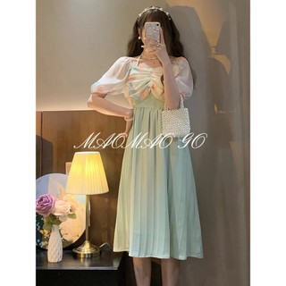 𝒀𝒂𝒏𝒚𝒂𝒏   Đầm Dài Tay Phồng Cổ Yếm Thiết Kế Mới Cho Nữ