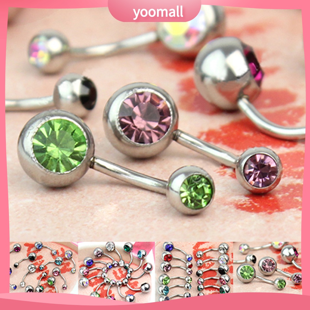 Bộ 12 Khuyên Rốn Thép 316L Đính Đá Nhân Tạo Thời Trang