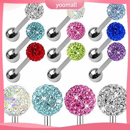 Khuyên Lưỡi Thanh Tạ Đính Đá Bằng Thép Phẫu Thuật