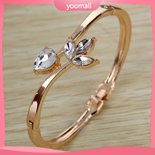 Vòng Tay Mạ Vàng Hồng Đính Đá Pha Lê Cho Nữ