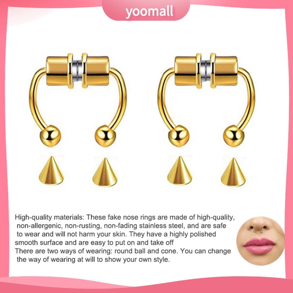 Khuyên Mũi Không Cần Xỏ Lỗ Bằng Thép Không Gỉ Tái Sử Dụng Được Thời Trang