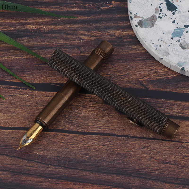 [Dhin] Brass Fountain Pen Short Pen EF/F/Bent Nib Excellent Business Office School Supplies Pen COD
