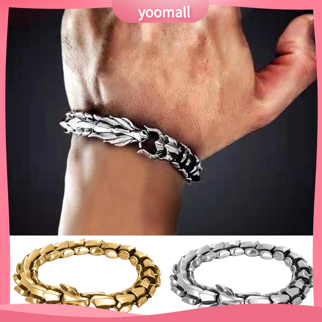 Vòng Tay Hình Đầu Rồng Phong Cách Punk Hip Hop Âu Mỹ Cá Tính Dành Cho Nam