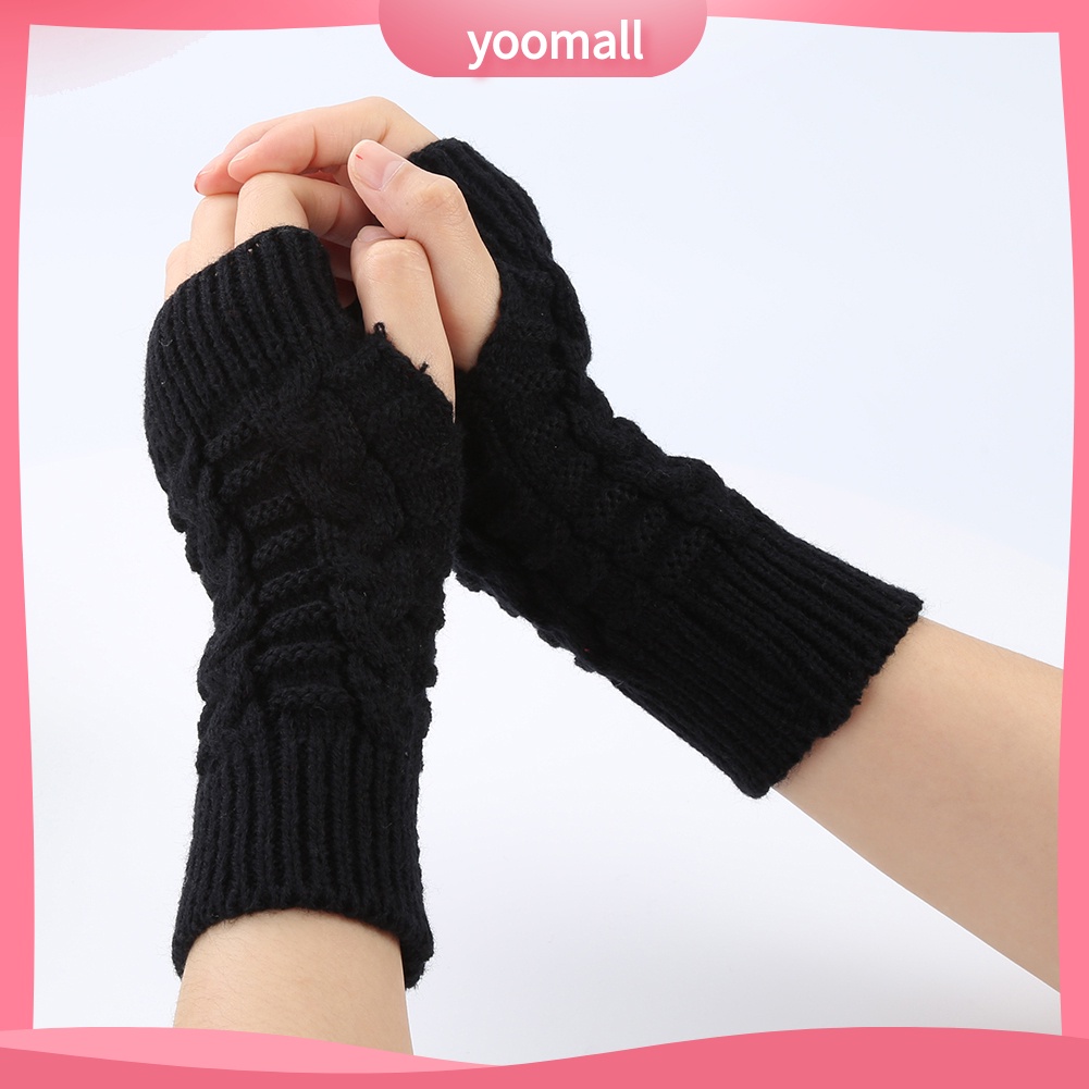 Đôi Găng Tay Len Dài Hở Ngón Ấm Áp Thời Trang Cho Nữ