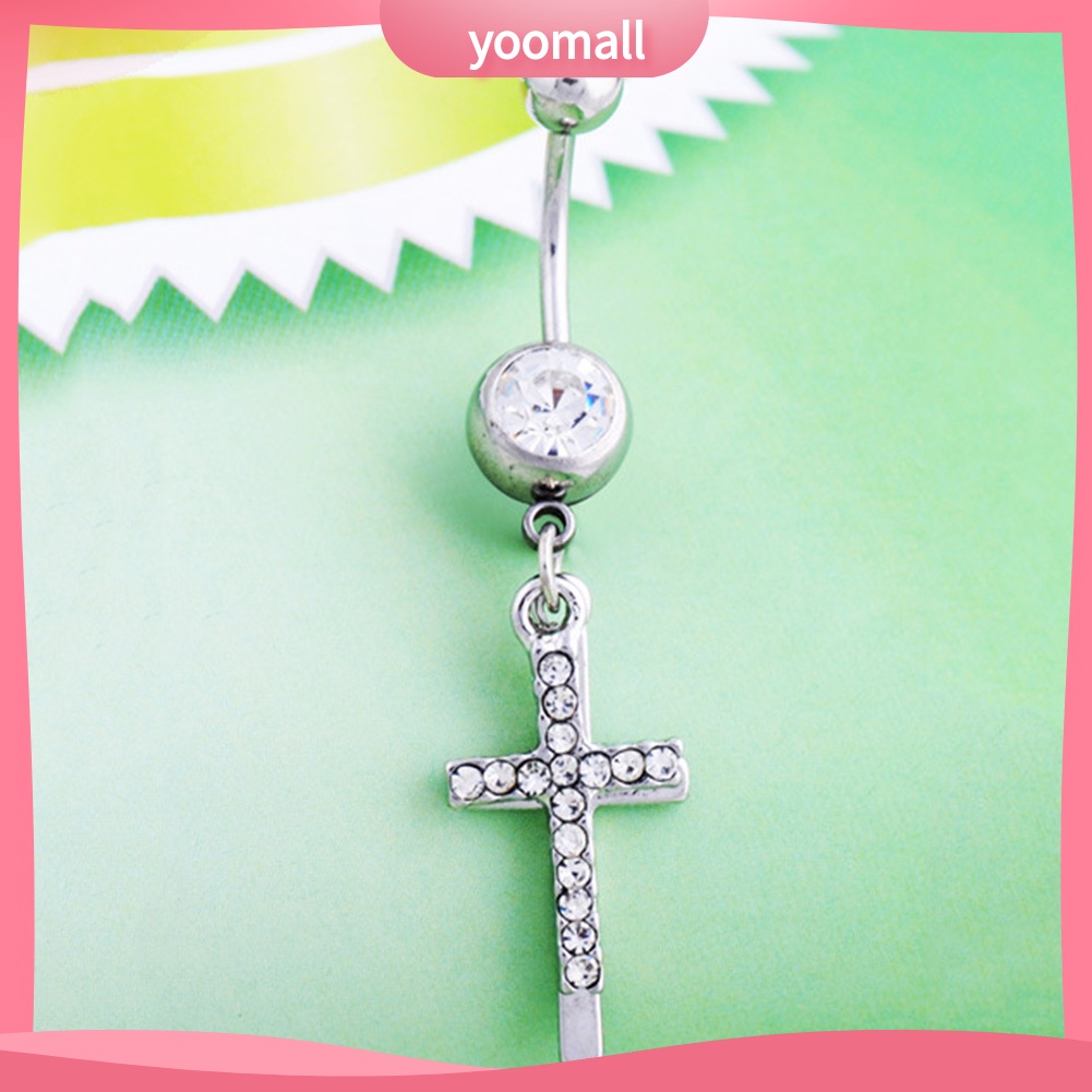 Khuyên Rốn Dạng Thanh Tạ Kép Đính Đá