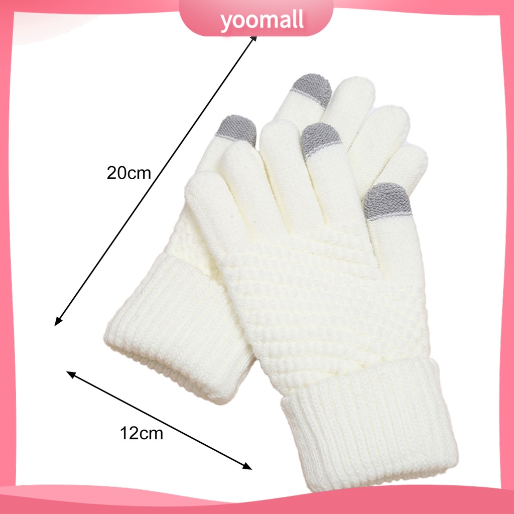 1 Đôi Găng Tay Dệt Kim Dày Dặn Giữ Ấm Bảo Vệ Toàn Diện Màn Hình Cảm Ứng