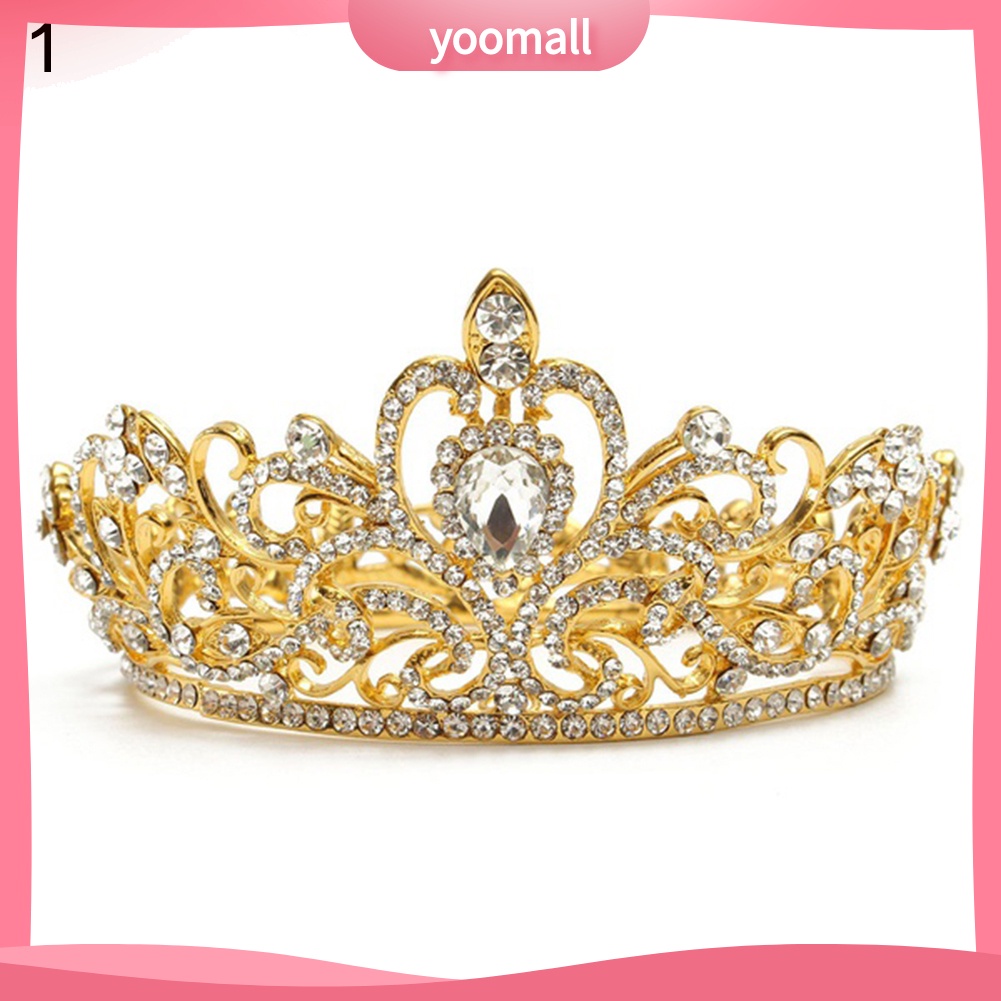 Cài Tóc Hình Vương Miện Tròn Đính Đá Lấp Lánh Trang Nhã Dành Cho Cô Dâu