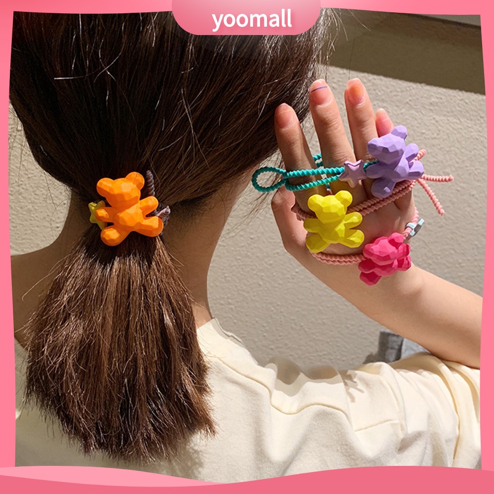 Dây Cột Tóc Co Giãn Hình Gấu Màu Kẹo Thời Trang Cho Nữ