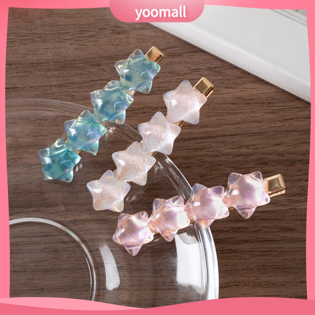 Kẹp Tóc Hình Ngôi Sao Trong Suốt Bằng Nhựa Resin Chống Trượt Phong Cách Hàn Quốc Cho Nữ