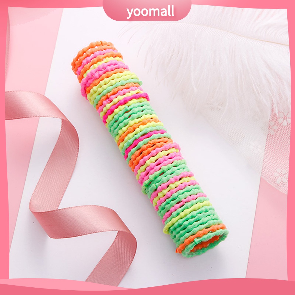 Set 50 Dây Cột Tóc Co Giãn Trang Trí Hình Nơ Xinh Xắn Cho Nữ