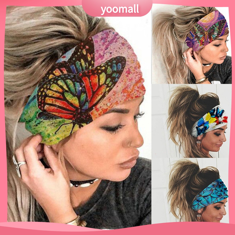 Băng Đô Thể Thao Bản Rộng Co Giãn Thoáng Khí Thấm Hút Mồ Hôi Nhiều Màu