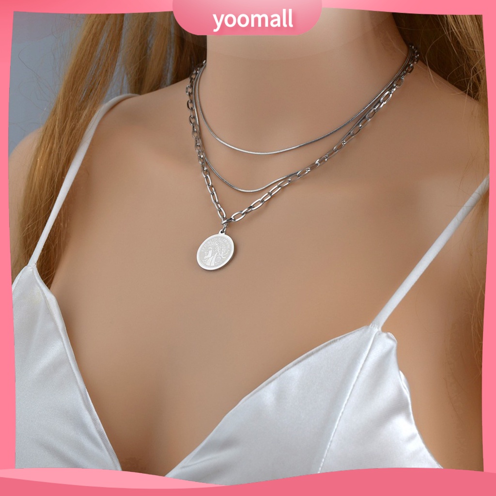 Vòng cổ Nhiều Lớp Bằng Thép Không Gỉ Thoải Mái Phong Cách Hiphop