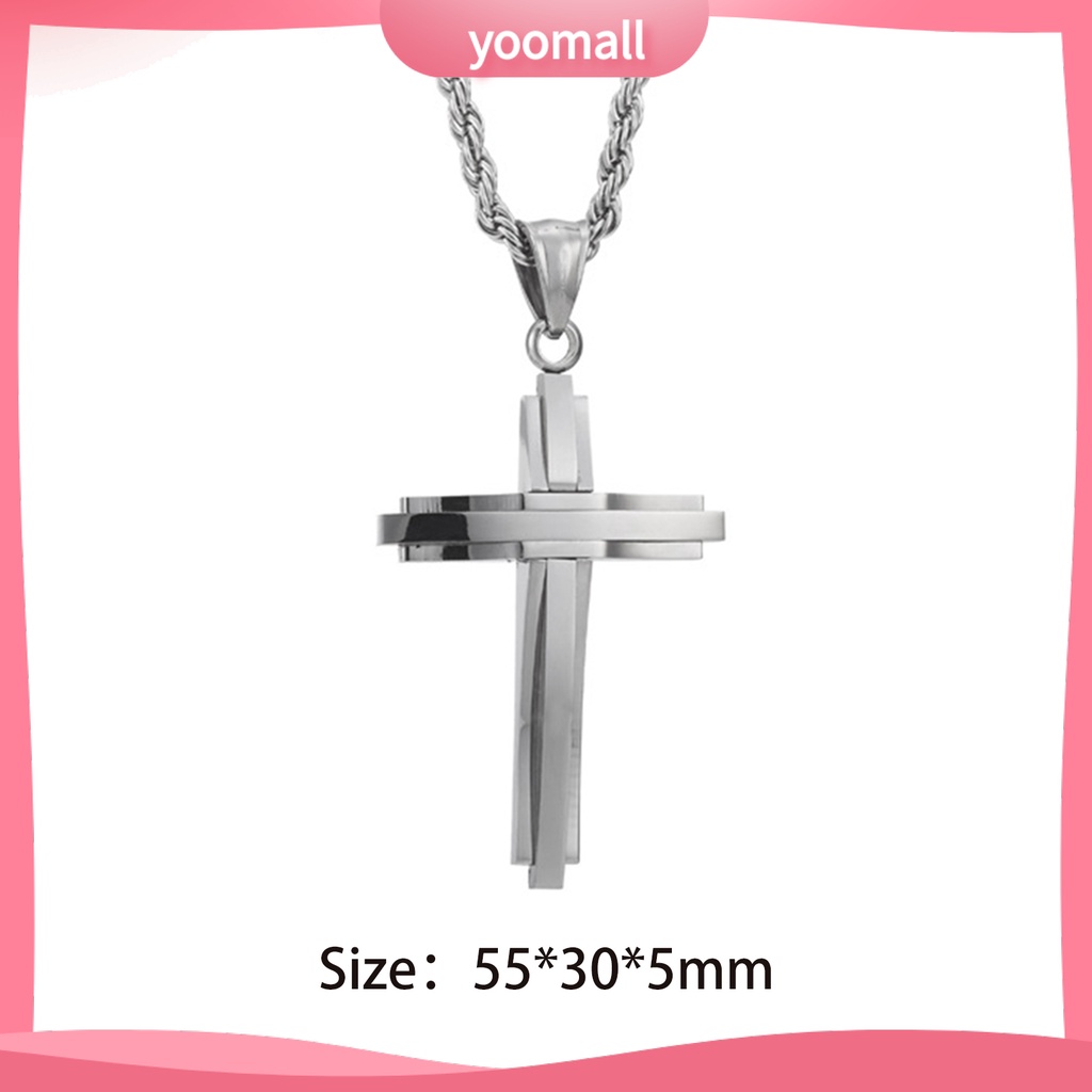 Vòng cổ Thép Titan Mặt Thánh Giá Phong Cách Hip Hop Thời Trang Cho Nam