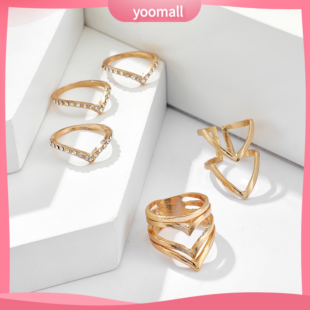 Set 5 / 8 Nhẫn Hở Đính Ngọc Trai Nhân Tạo Phong Cách Bohemian