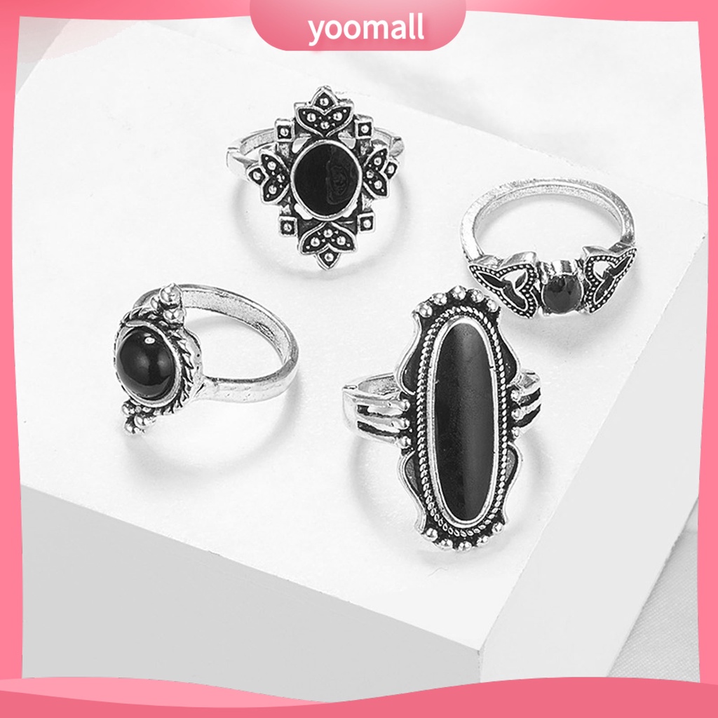 Set 11 Nhẫn Đeo Khớp Ngón Tay Màu Đen Phong Cách Bohemia