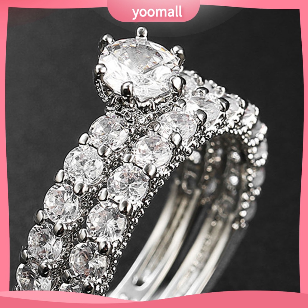 1 Cặp Nhẫn Đính Đá Toàn Diện Không Phai Màu Trọng Lượng Nhẹ Dành Cho Nữ