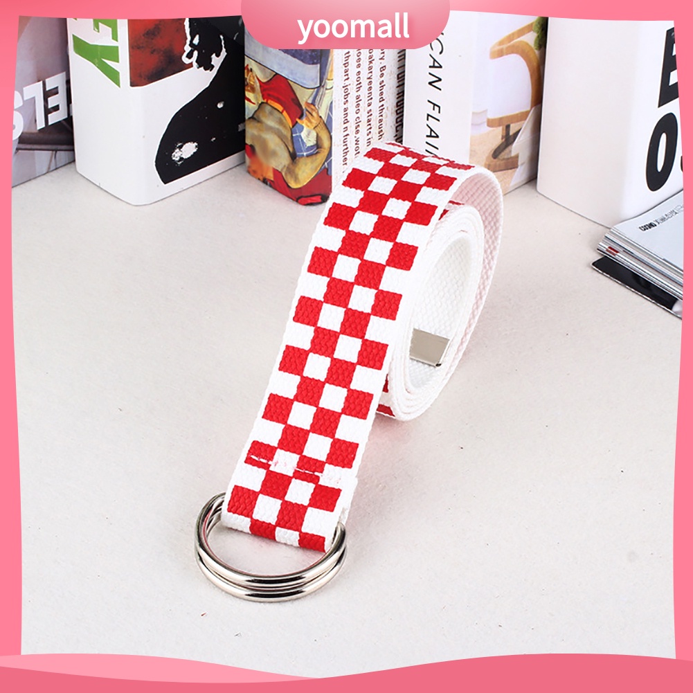 Thắt Lưng Vải Canvas Họa Tiết Kẻ Sọc / Chữ D Thời Trang Cho Nam Và Nữ