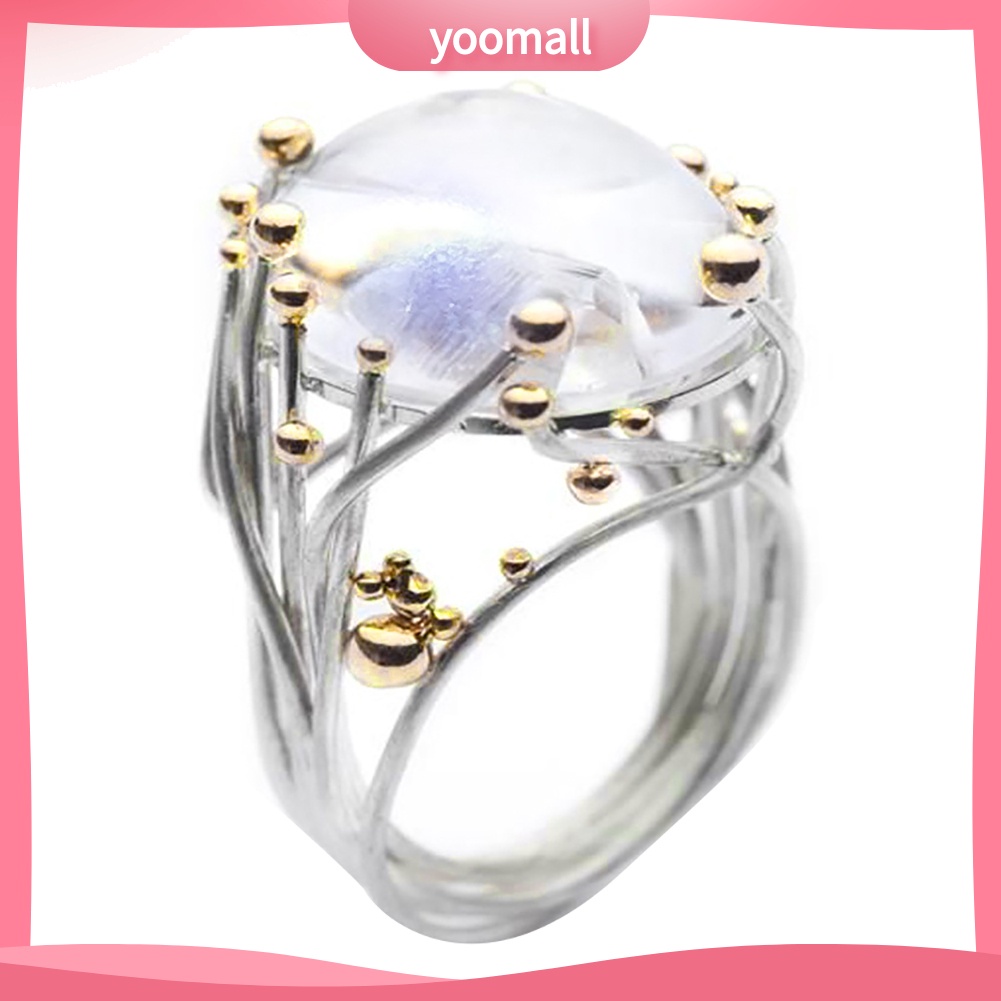 Nhẫn Đính Hôn Đính Đá Topaz Hình Oval Màu Sắc Phong Cách Vintage Dành Cho Nữ