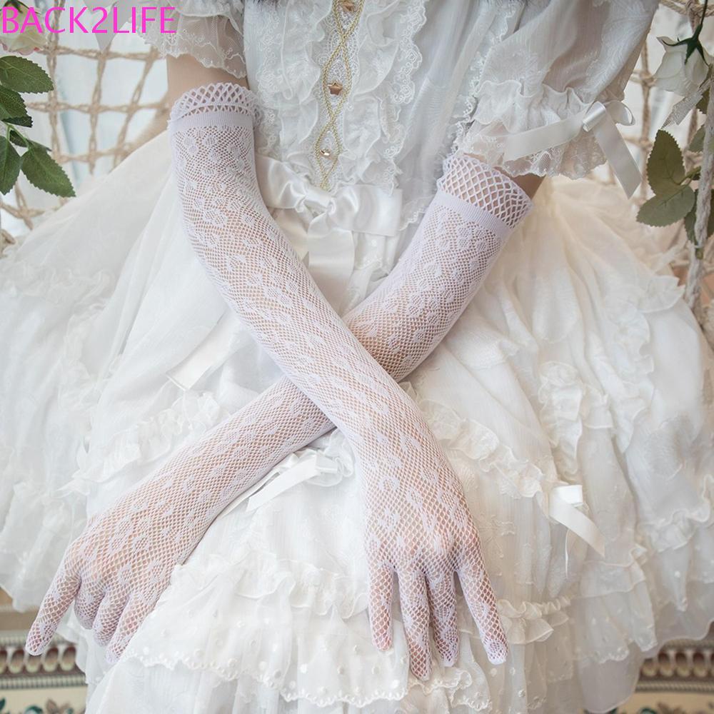 BACK2LIFE Găng Tay Lưới Dài Chống Nắng Phong Cách Lolita