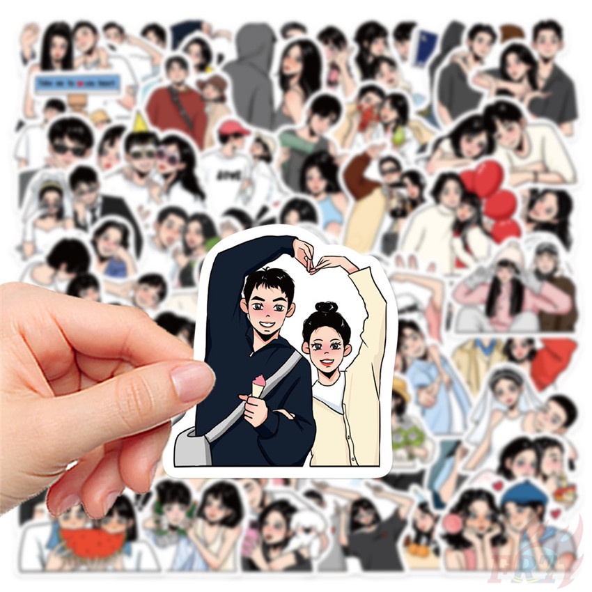 ❉ Cặp Đôi Ngọt Ngào. Miếng Dán Hướng Dẫn Ánh Sáng Tình Yêu Series 01 ❉ Bộ 60 Sticker Chống Thấm Nước Họa Tiết Doodle Hợp Thời Trang