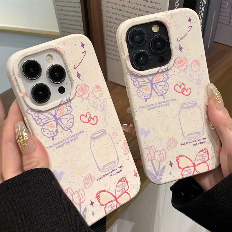 Ốp Điện Thoại Mềm Chống Sốc Họa Tiết Bướm Đơn Giản Cho iPhone 14pro 118max 7 13 12Plus