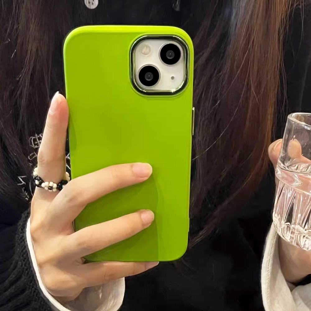 Ốp Điện Thoại Chống Sốc Màu Trơn Viền Kim Loại Cho IPhone 14 13 12 11 Pro Max X XR 8 7 Plus