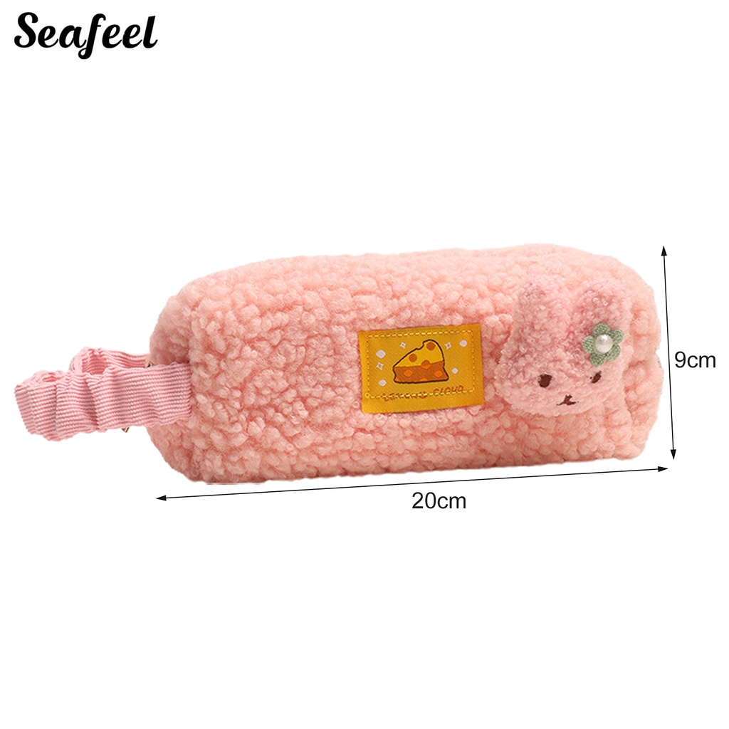 Túi Đựng Bút Chì Sức Chứa Lớn Có Tay Cầm Họa Tiết Thỏ Hoạt Hình