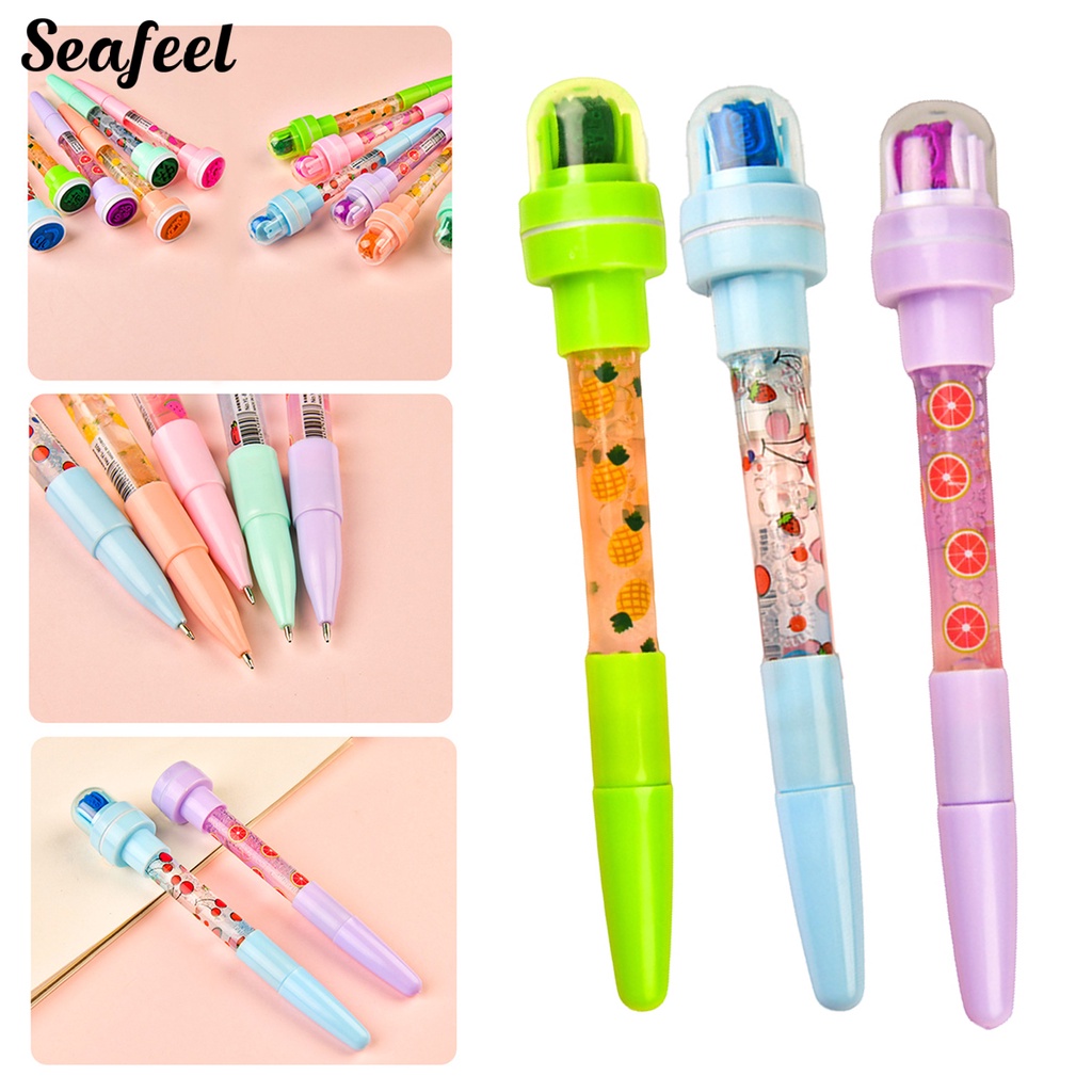 Bút Bi Nhựa Họa Tiết Dễ Thương Có Đèn Và Bong Bóng